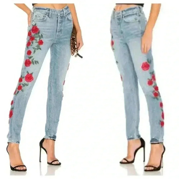 GRLFRND Karolina Embroidered Jeans Size 26 - Picture 1 of 8